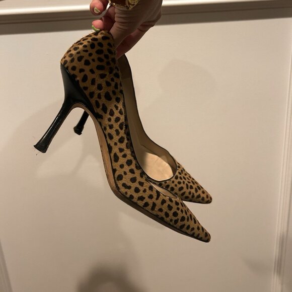 Jimmy Choo Pre-owned Pony Skin Leopard Print Pointy Pumps - Picture 2 of 7